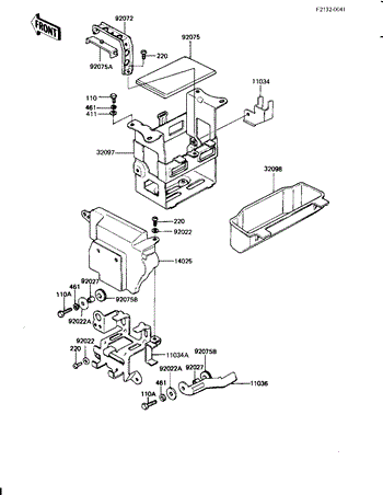 1991-2005 Kawasaki OEM Battery Bracket Case 32097-3703 ZXI