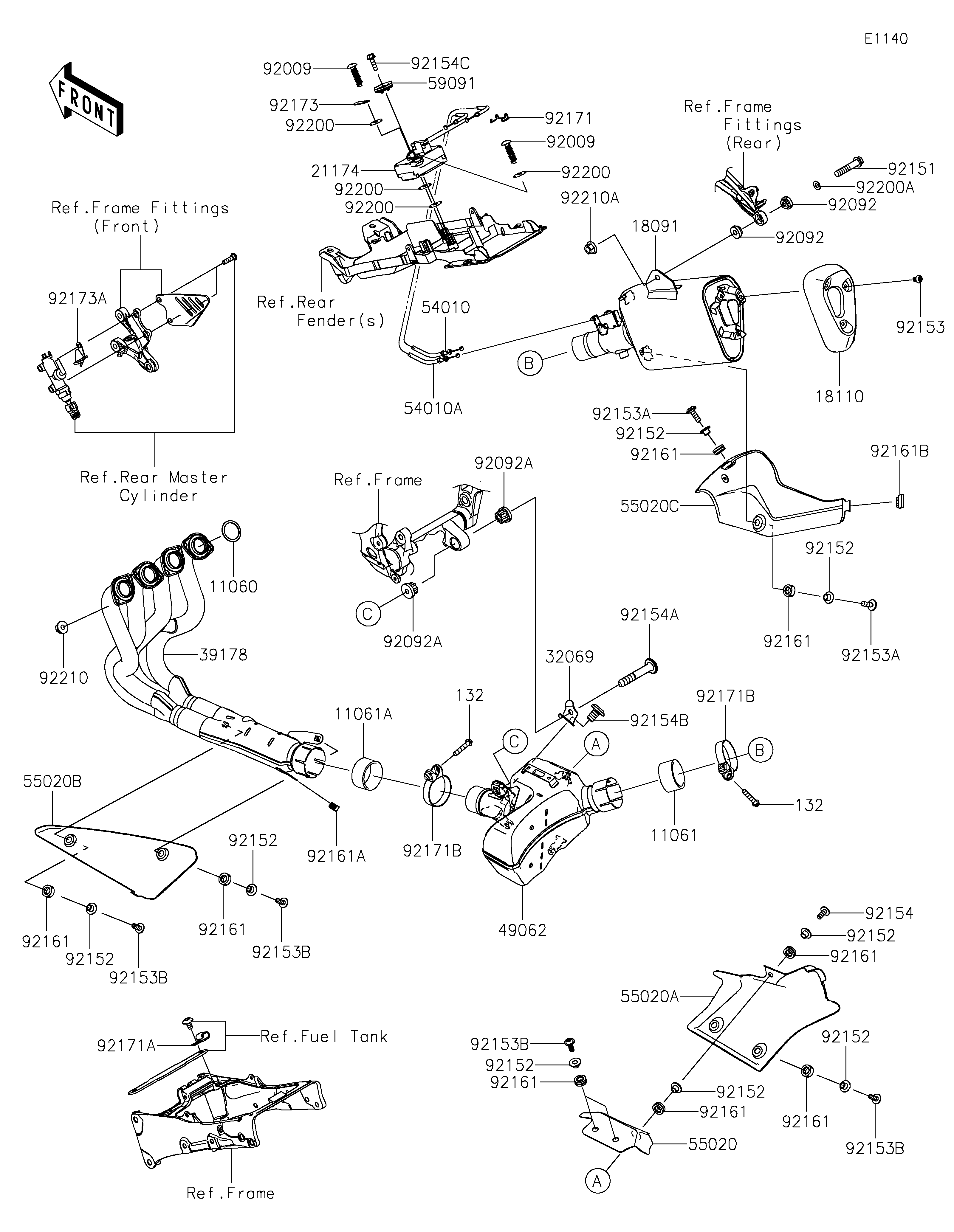 shue様　0921-01 Kawasaki Motorcycle 2021 OEM Parts Diagram for Cowling