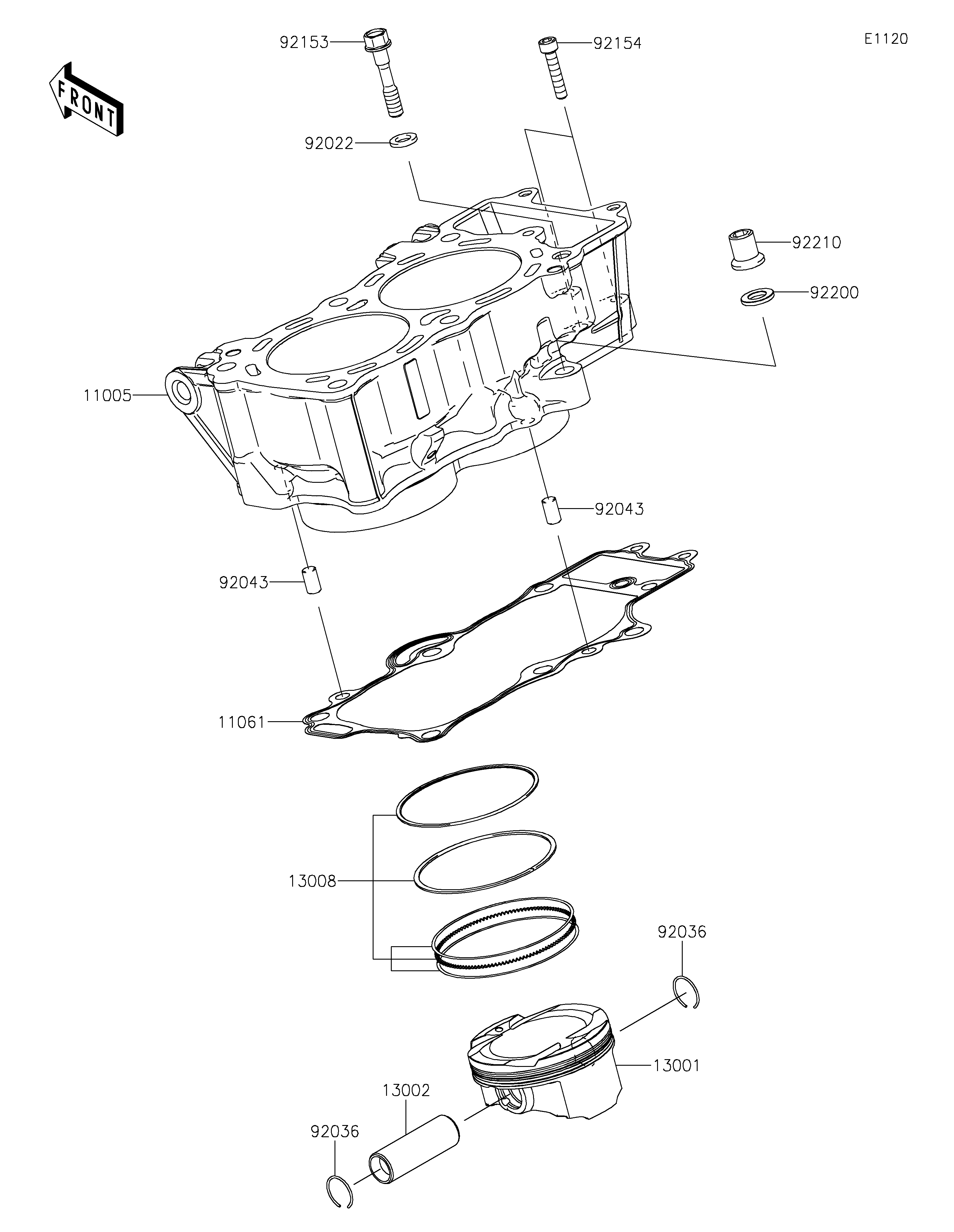 er☆ Kawasaki Motorcycle 2016 OEM Parts Diagram for REAR MASTER