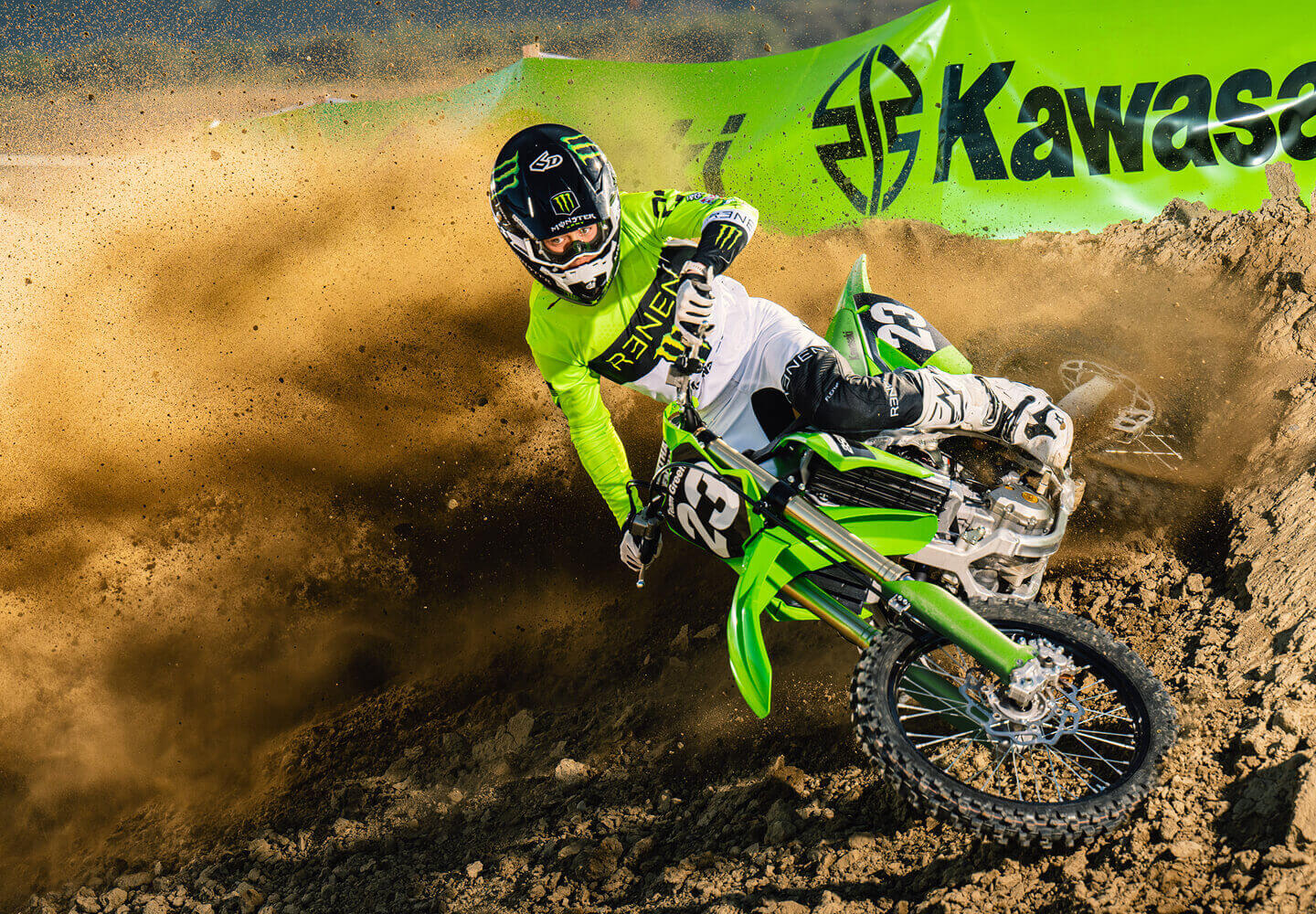 Kawasaki Motorradteppich KX Offroad, grün, 190 x 80 cm