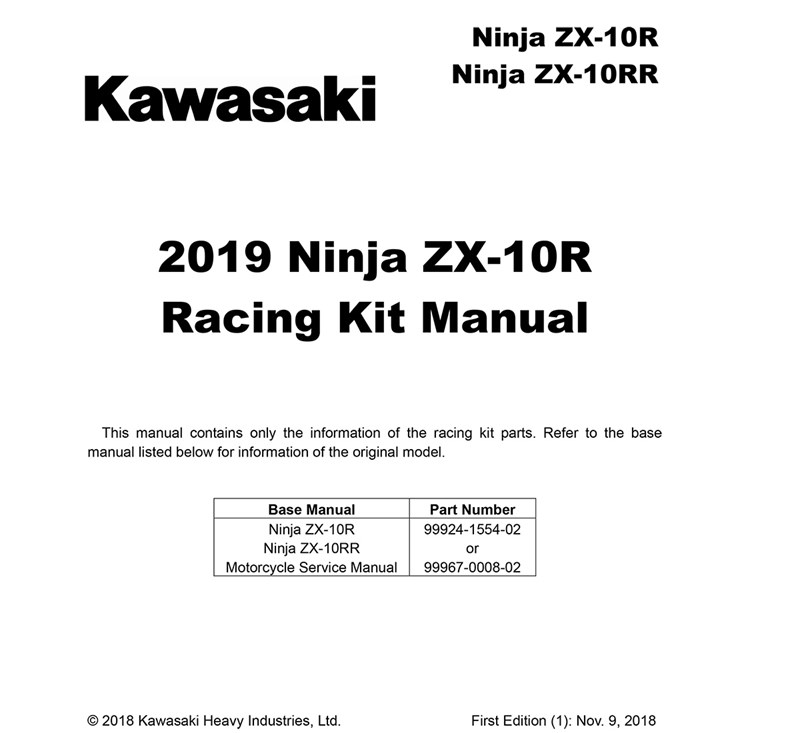 Seletøj Adskille forurening NINJA® ZX™10R ABS Racing Kit Parts Manual | Kawasaki Motors Corp., U.S.A.