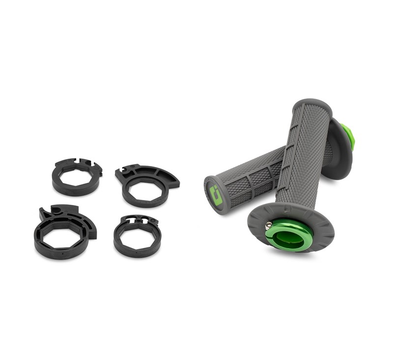 ODI V2 Lock-On Mx Half-Waffle Grip Graphite/Green detail photo 4
