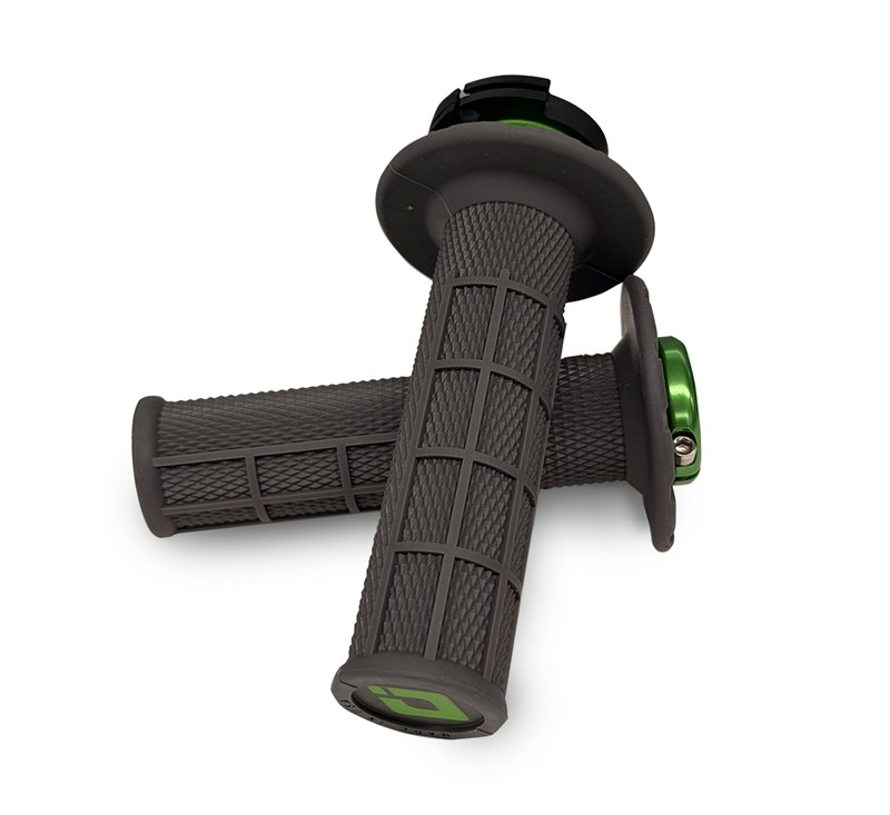 Odi V2 Lock-On Mx Half-Waffle Grip Graphite/Green detail photo 1