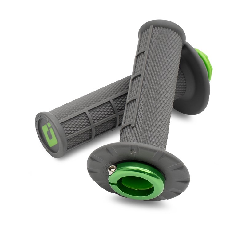 ODI V2 Lock-On Mx Half-Waffle Grip Graphite/Green detail photo 1