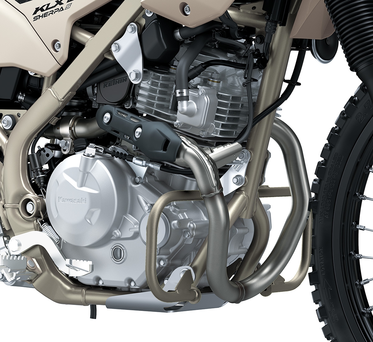 KLX®230 SHERPA S ABS Engine Guard, Flat White Silver | Kawasaki
