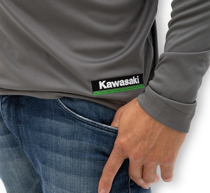 Kawasaki 3 Green Lines Cool Dry Long Sleeve Shirt detail photo 3