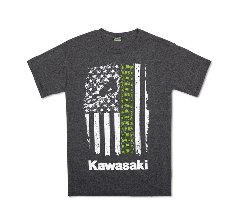 Kawasaki  Flag Moto T-Shirt detail photo 1