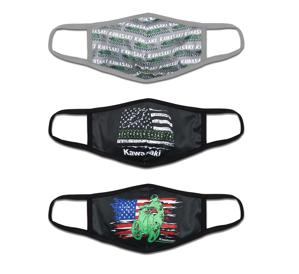 mokk様 Kawasaki Cloth Face Masks 3 Pack - Flag Style