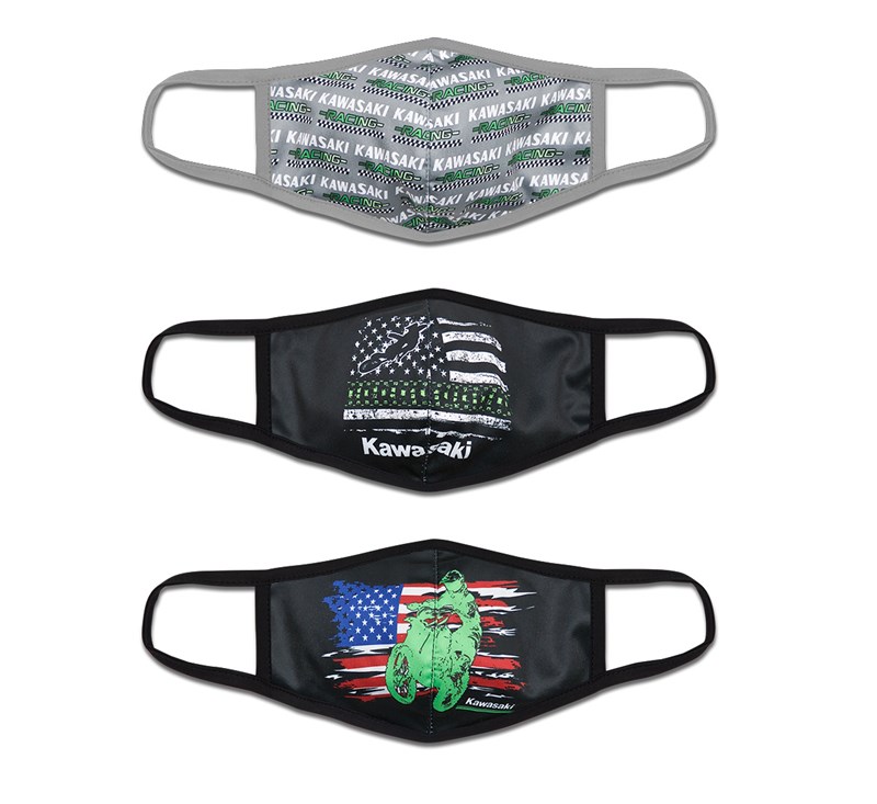 Kawasaki Cloth Face Masks 3 Pack - Flag Style detail photo 1