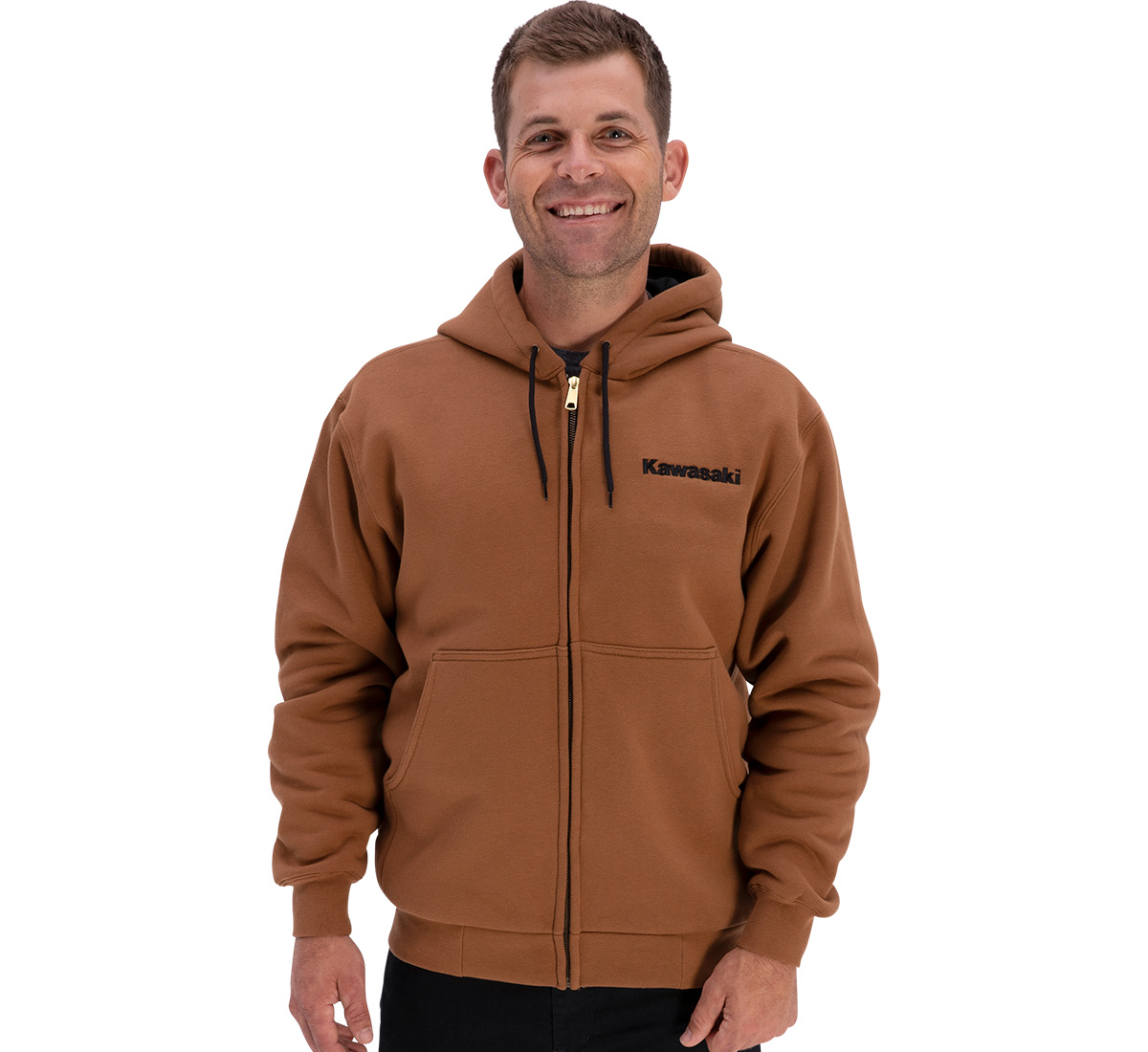 Kawasaki Duck Brown Zip-Up Hooded Fleece