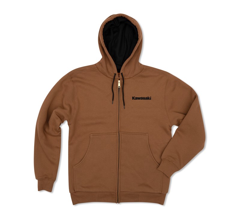 Kawasaki Duck Brown Zip-Up Hooded Fleece detail photo 1