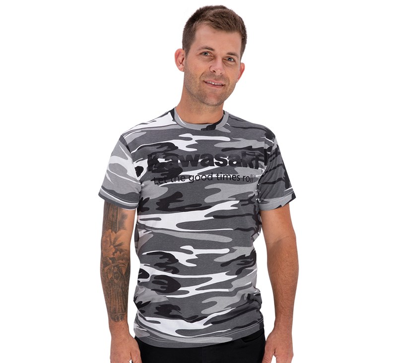 Kawasaki Let the Good Times Roll® Winter Camo T-shirt detail photo 3