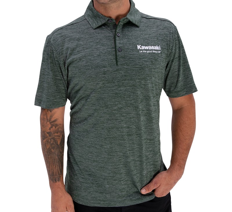Kawasaki Let the Good Times Roll® Polo, Heather Green detail photo 2