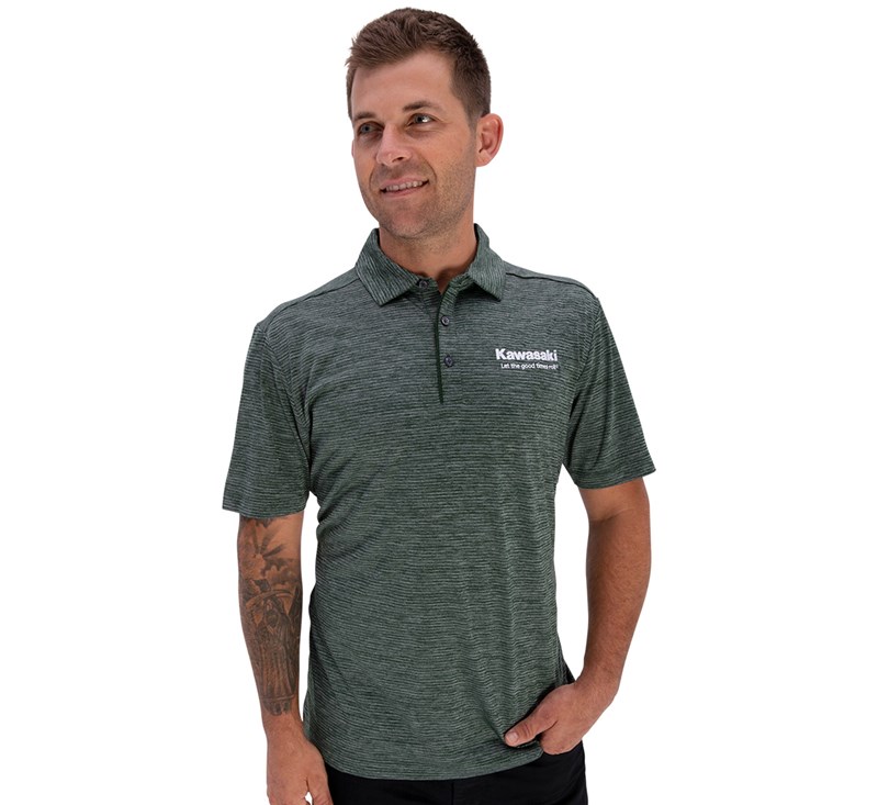 Kawasaki Let the Good Times Roll® Polo, Heather Green detail photo 4