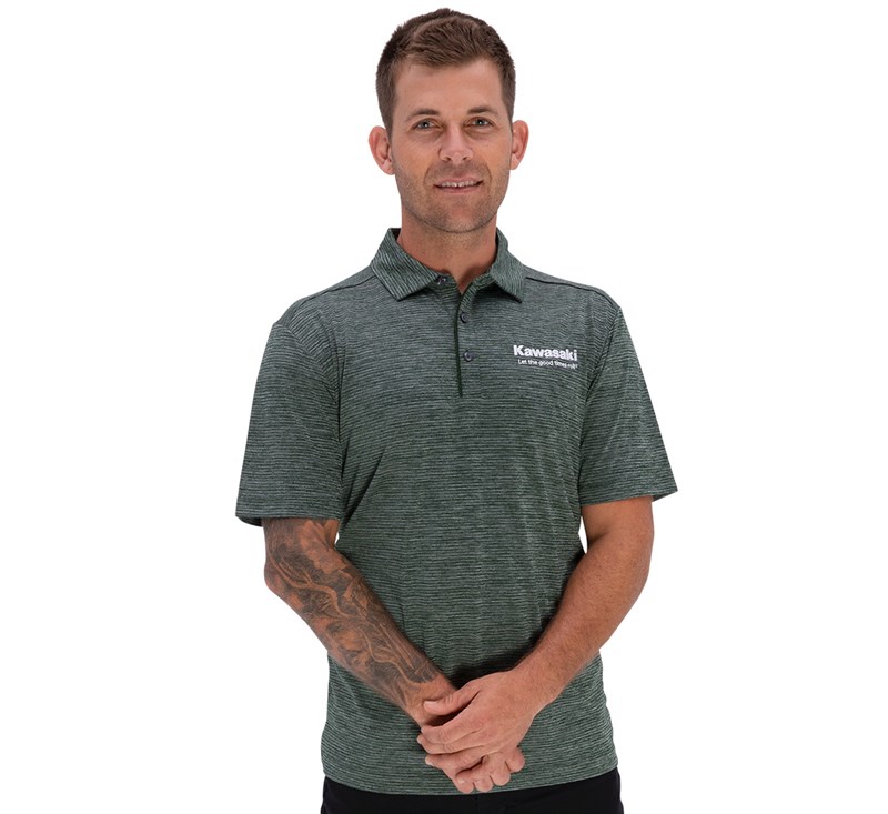 Kawasaki Let the Good Times Roll® Polo, Heather Green detail photo 5