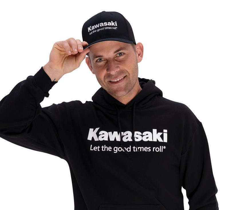 Kawasaki Let The Good Times Roll® Flexfit® 6-Panel Trucker Cap detail photo 2