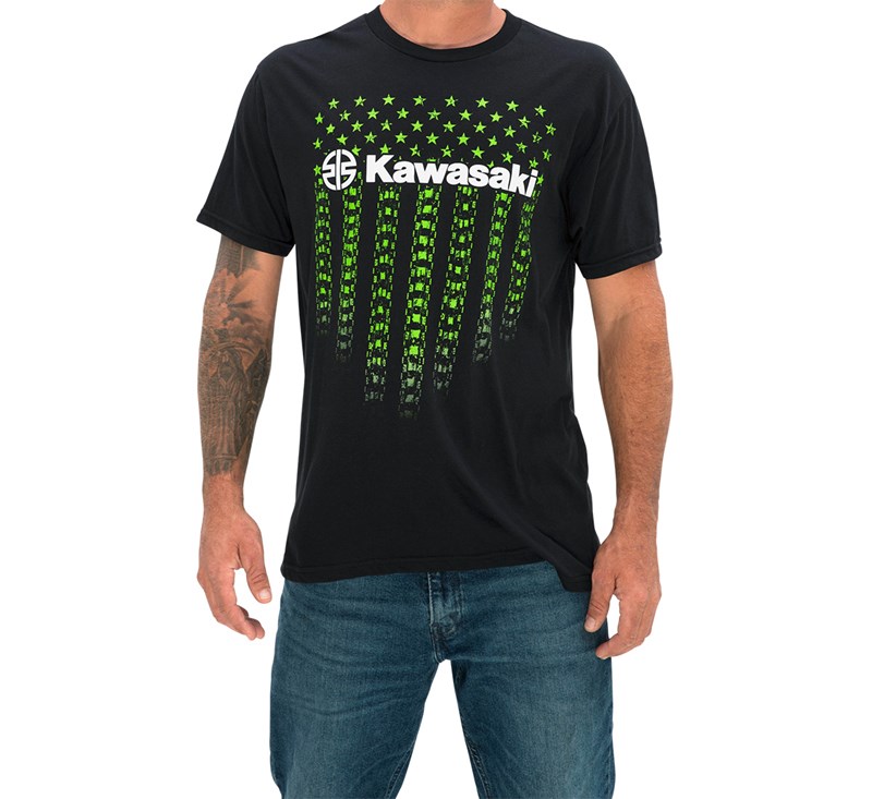 Kawasaki River Mark Logo Flag Tire T-Shirt detail photo 2
