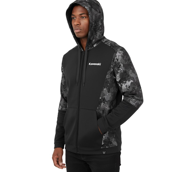 Kawasaki Midnight Camo Zip Up Hooded Sweatshirt detail photo 3