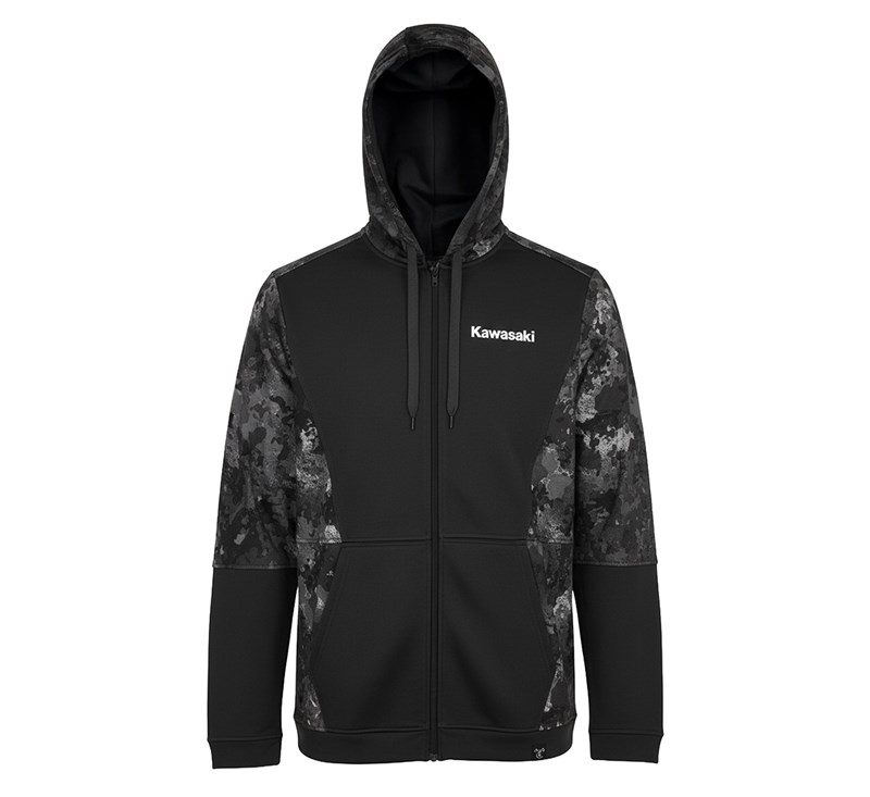 Kawasaki Midnight Camo Zip Up Hooded Sweatshirt detail photo 2