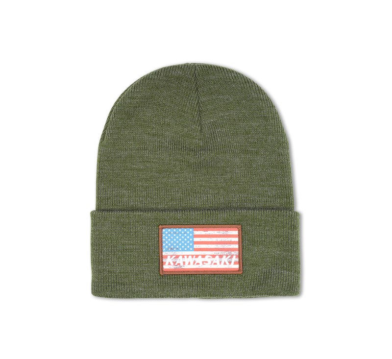 Heritage Flag Beanie Olive detail photo 1