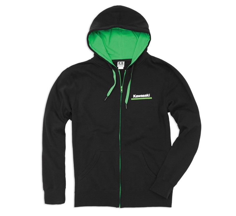 Kawasaki 3 Green Lines Zip-Front Hooded Sweatshirt detail photo 1
