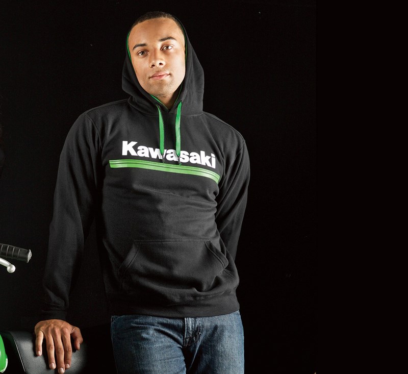 Kawasaki 3 Green Lines Hooded Sweatshirt detail photo 2