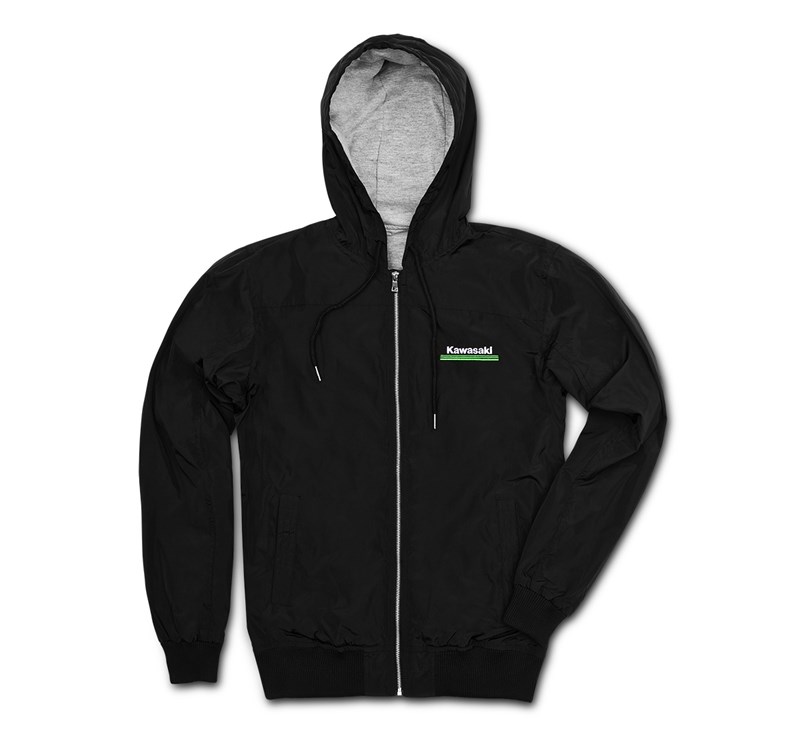 Kawasaki 3 Green Lines Hooded Windbreaker Jacket detail photo 1