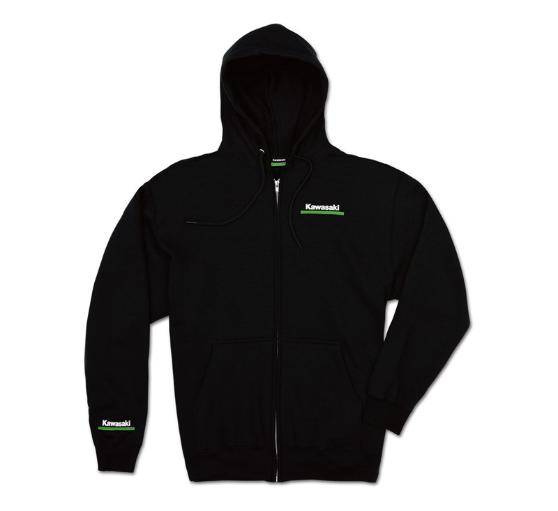 Kawasaki 3 Green Lines Zip-Front Hooded Sweatshirt detail photo 1