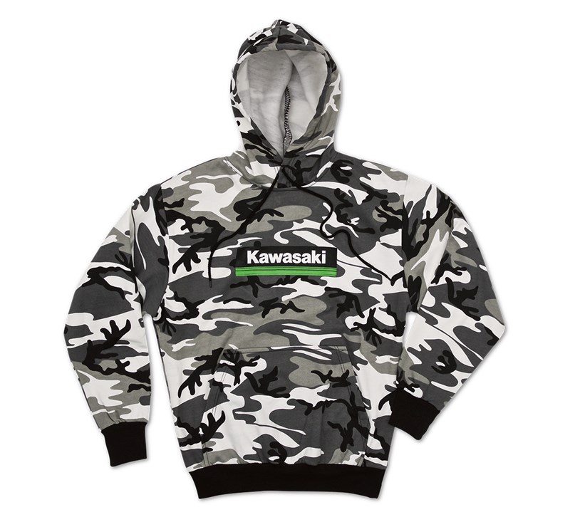 Kawasaki 3 Green Lines Snow Camo Hooded Sweatshirt detail photo 1