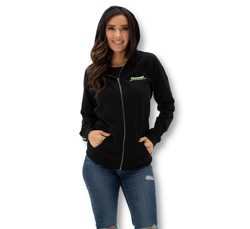 Women's Kawasaki 3 Green Lines Zip Up Sweatshirt detail photo 2