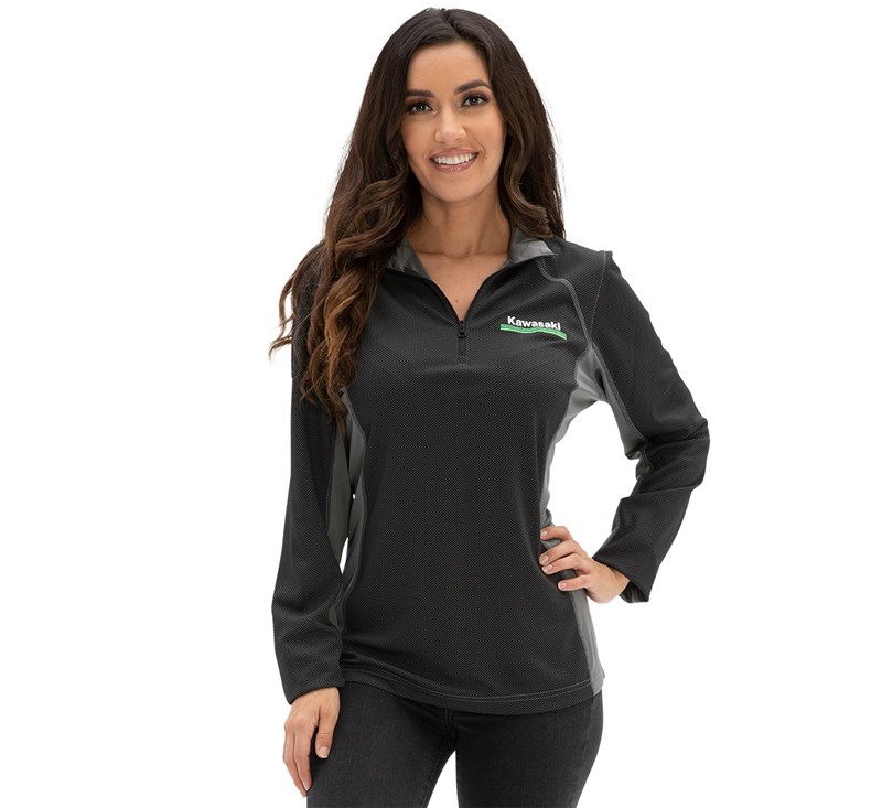 Women's Kawasaki 3 Green Lines Half Zip Pullover detail photo 2