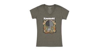 Kawasaki Women's Sunflower Flag V-Neck Tee