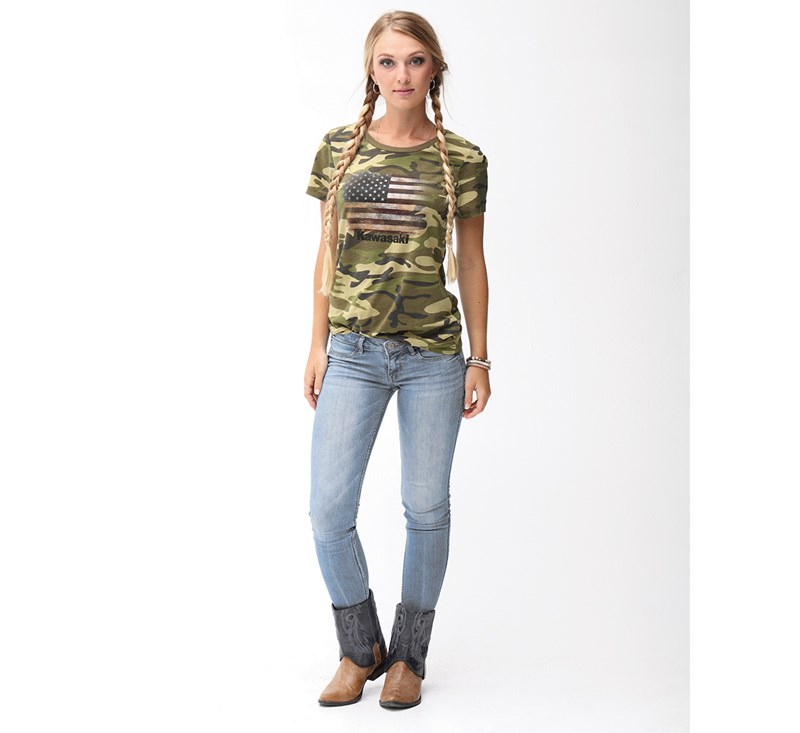 Women's Army Camo Flag Tee detail photo 2