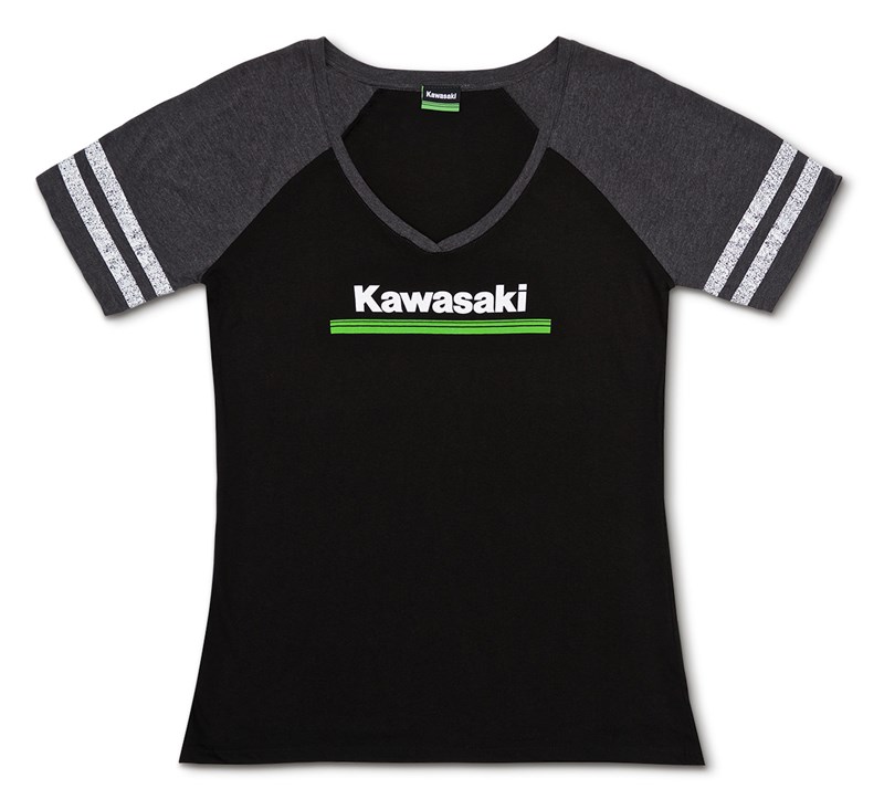 Women's Kawasaki 3 Green Lines V-Neck Athletic Tee detail photo 3