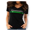 Women's Kawasaki 3 Green Lines Rhinestone V-Neck Tee photo thumbnail 1