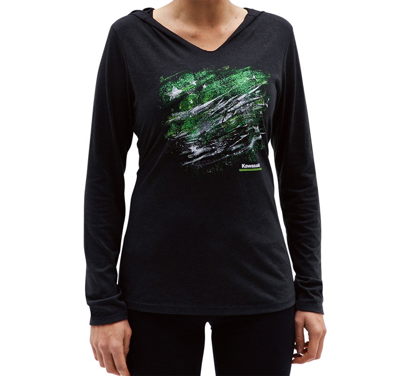 Women's Kawasaki Long Sleeve Hooded Flag Tee detail photo 4