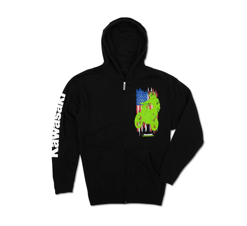 Youth Flag Red, White and Blue Zip Up Hooded Sweatshirt detail photo 1
