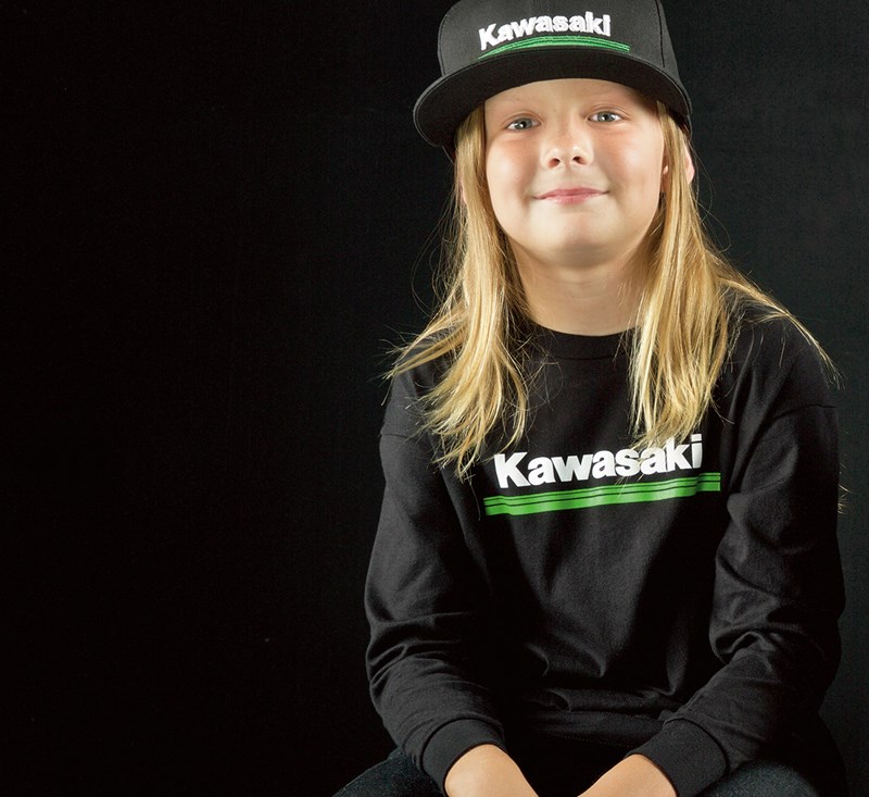 Youth Kawasaki 3 Green Lines Long Sleeve T-Shirt detail photo 2