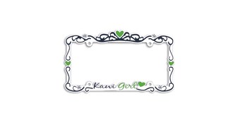 Kawi Girl Metal Chrome Auto License Plate Frame