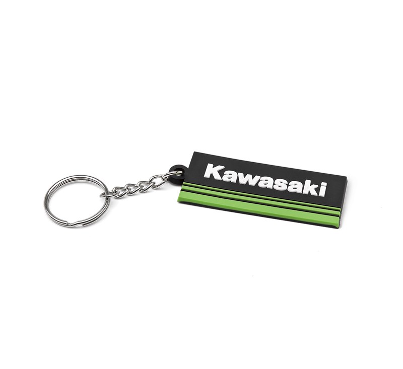 Kawasaki 3 Green Lines Rubber Keychain detail photo 1