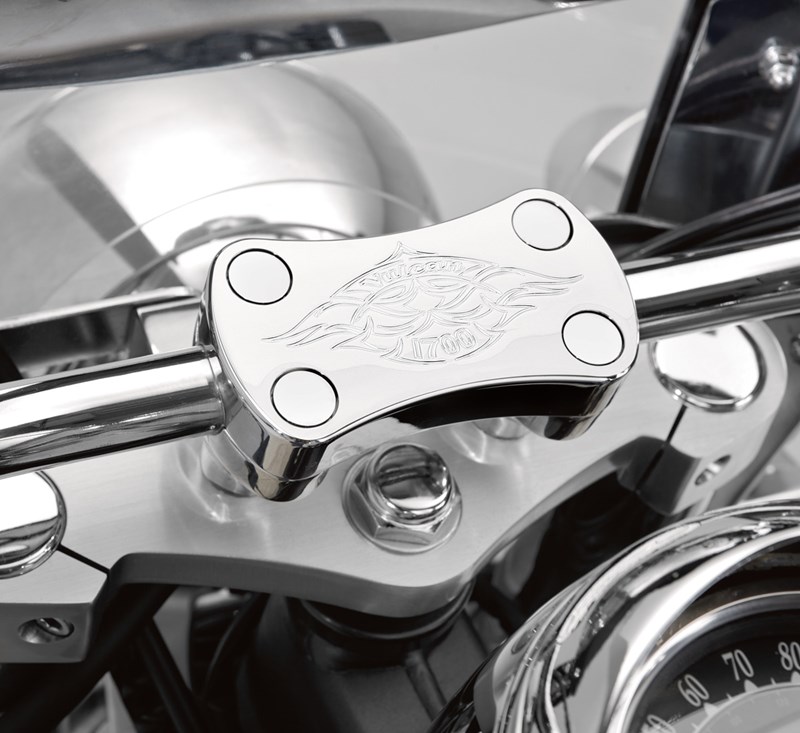 Billet Handlebar Clamp, Chrome Flame detail photo 2