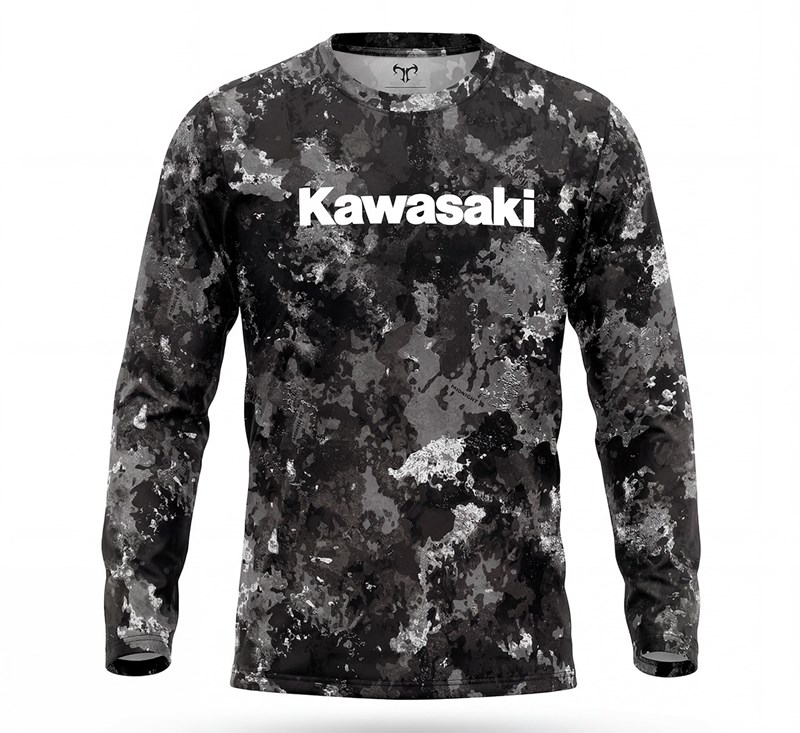 Kawasaki Midnight Long Sleeve Camo T-Shirt detail photo 2